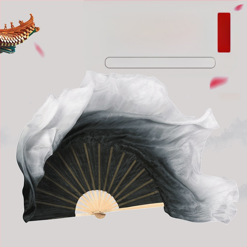 Ветрило за класически танци, ветрило за танци, женско ветрило, черно, дълго, дебело, двустранно лепило, ветрило за танци Zhou Yangko Square Dance Ink