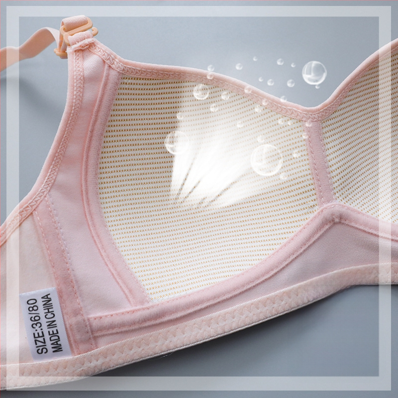 Grynos medvilnės kvėpuojanti mergaičių apatinė liemenėlė su maža krūtinės susiaurėjimu be plieninių žiedų, skirta jaunesniųjų klasių moksleivių lavinamajai liemenėlei.