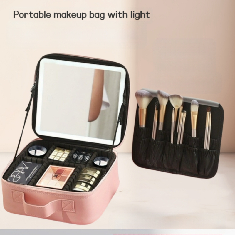 Tarpvalstybinis kosmetinis veidrodis, kosmetinis krepšys su „Advanced Sense“ LED kosmetiniu dėklu, nešiojamas pertvaros sluoksnis, trimatis, su šviesa