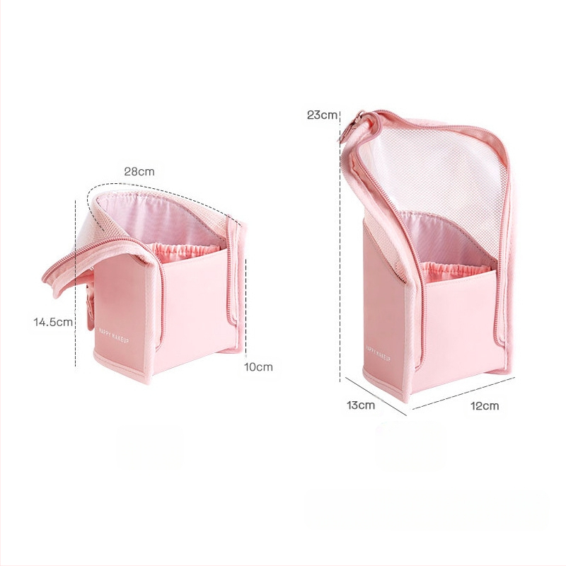 „HappyMakeup“ vertikali kosmetikos rankinė, nešiojama, didelės talpos, permatoma, vertikali kosmetikos šepetėlių laikymo rankinė