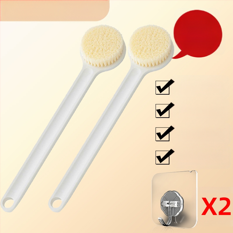 Vonios šepetys su ilgu kotu ir minkštais šereliais maudynėms, nugaros šveitimui ir valymui