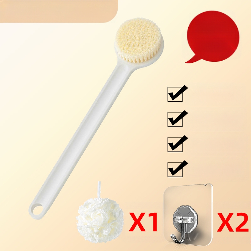 Vonios šepetys su ilgu kotu ir minkštais šereliais maudynėms, nugaros šveitimui ir valymui