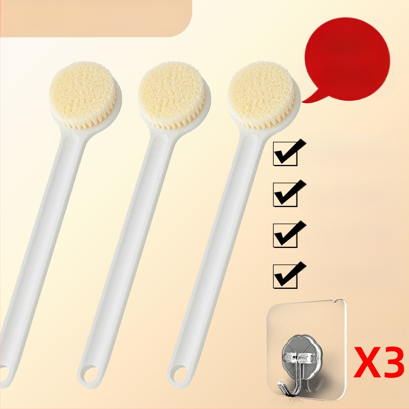 Vonios šepetys su ilgu kotu ir minkštais šereliais maudynėms, nugaros šveitimui ir valymui