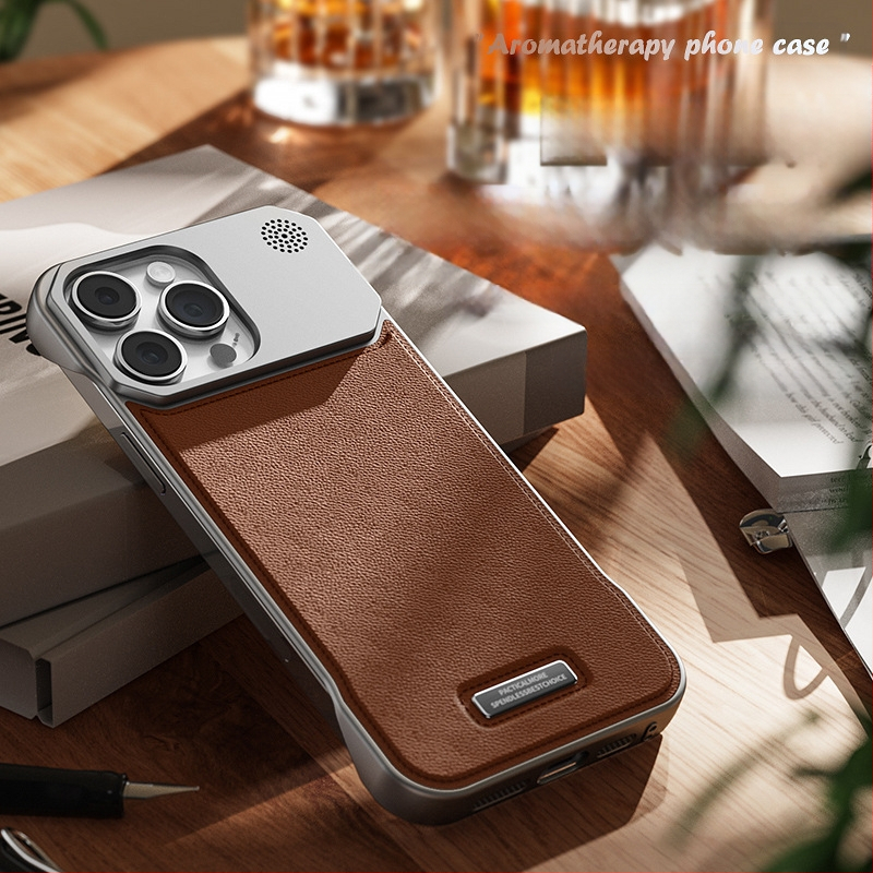 Piemērots Iphone16Promax mobilā tālruņa maciņam aromterapijas ādu, neredzams, magnētisks piesūceknis, Apple 17/15 bezmalu aizsargs pret kritieniem