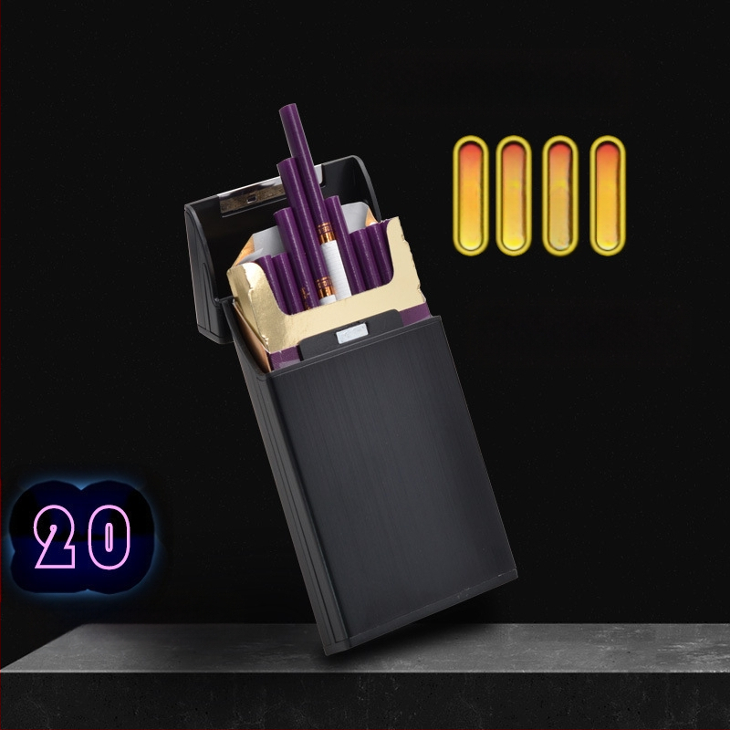 Kūrybinga, suasmeninta, madinga nauja metalinė aliuminio lydinio 20 cigarečių dėžutė, atspari slėgiui ir drėgmei, dovanų dėžutė su gamintojo logotipu