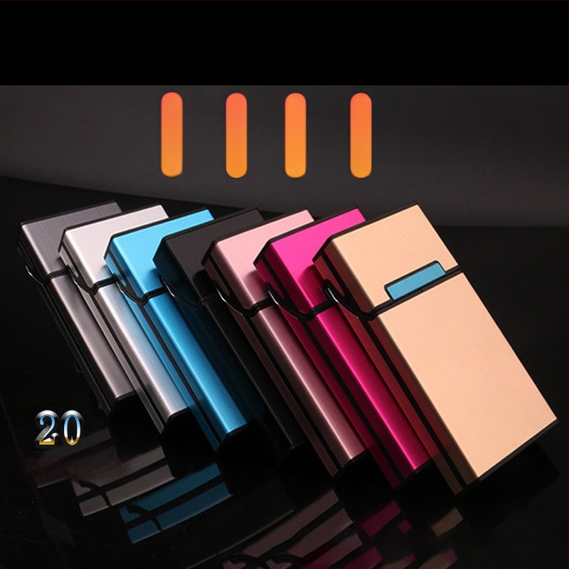 Kūrybinga, suasmeninta, madinga nauja metalinė aliuminio lydinio 20 cigarečių dėžutė, atspari slėgiui ir drėgmei, dovanų dėžutė su gamintojo logotipu