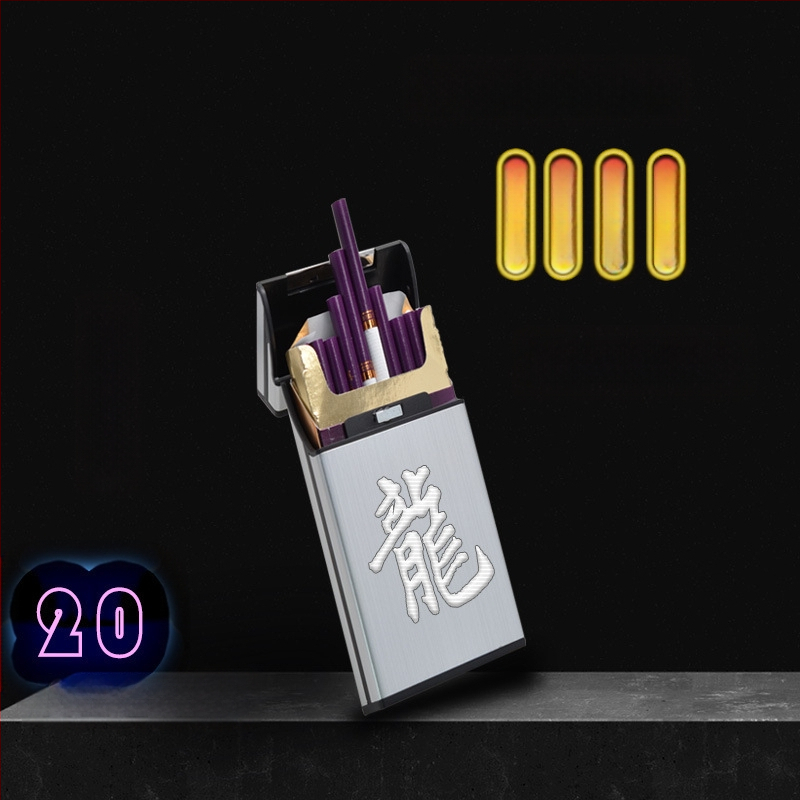 Kūrybinga, suasmeninta, madinga nauja metalinė aliuminio lydinio 20 cigarečių dėžutė, atspari slėgiui ir drėgmei, dovanų dėžutė su gamintojo logotipu