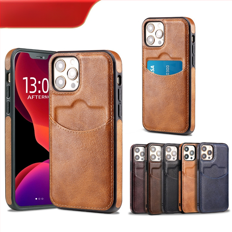 Husă de telefon din piele simplă pentru Apple 14, cu card, pentru Apple 15, husă de protecție pentru telefonul mobil, tip business