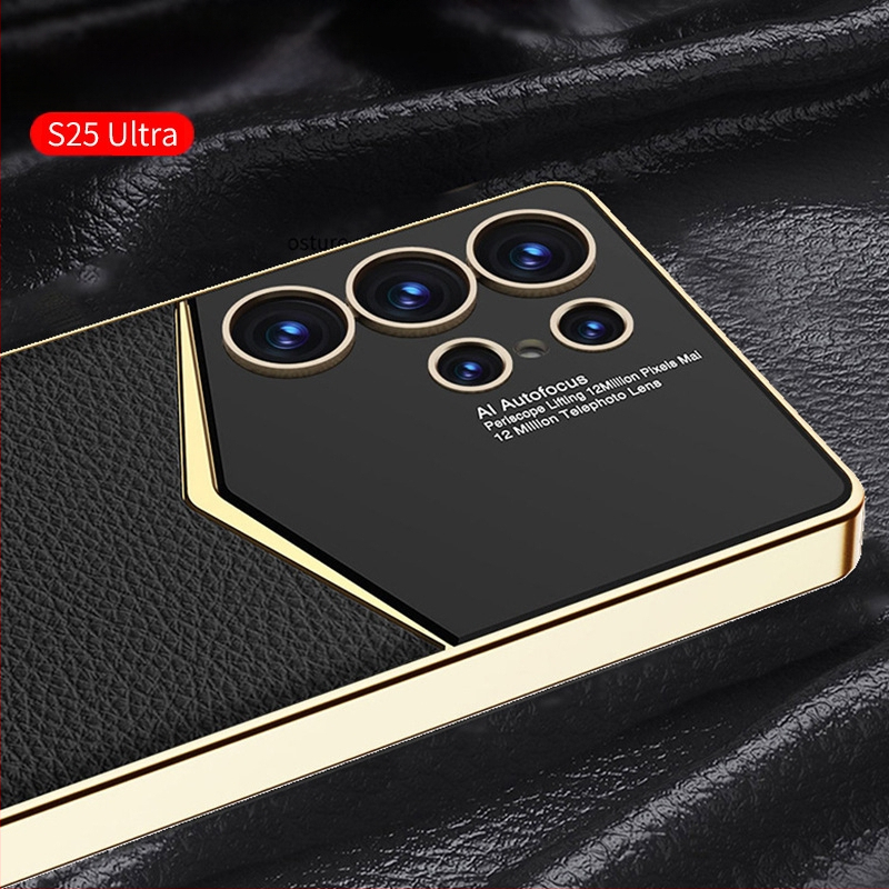 Sobib Samsung S25 Ultra telefoniümbrisele, galvaanilise kattega tavalise nahaga S24/23 Ultra Jazz kukkumiskindel kaitseümbris, ääriseülene