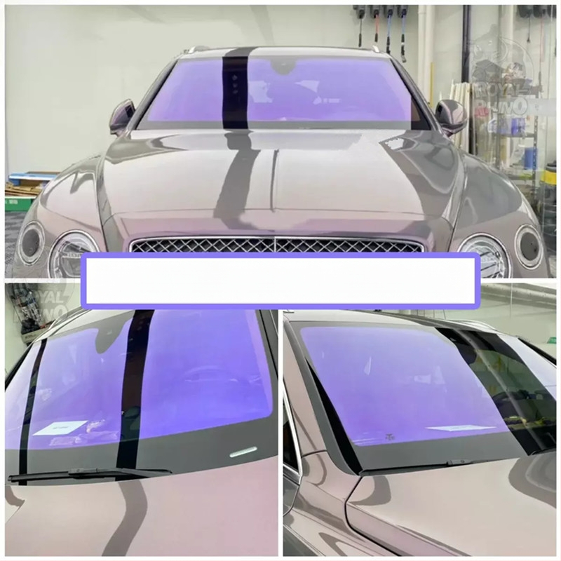 Imperiāli violeta krāsaina automašīnas stikla plēve priekšējā vējstikla saules izolācijas plēve stiklam ar augstu privātumu spoku rožu saules plēve
