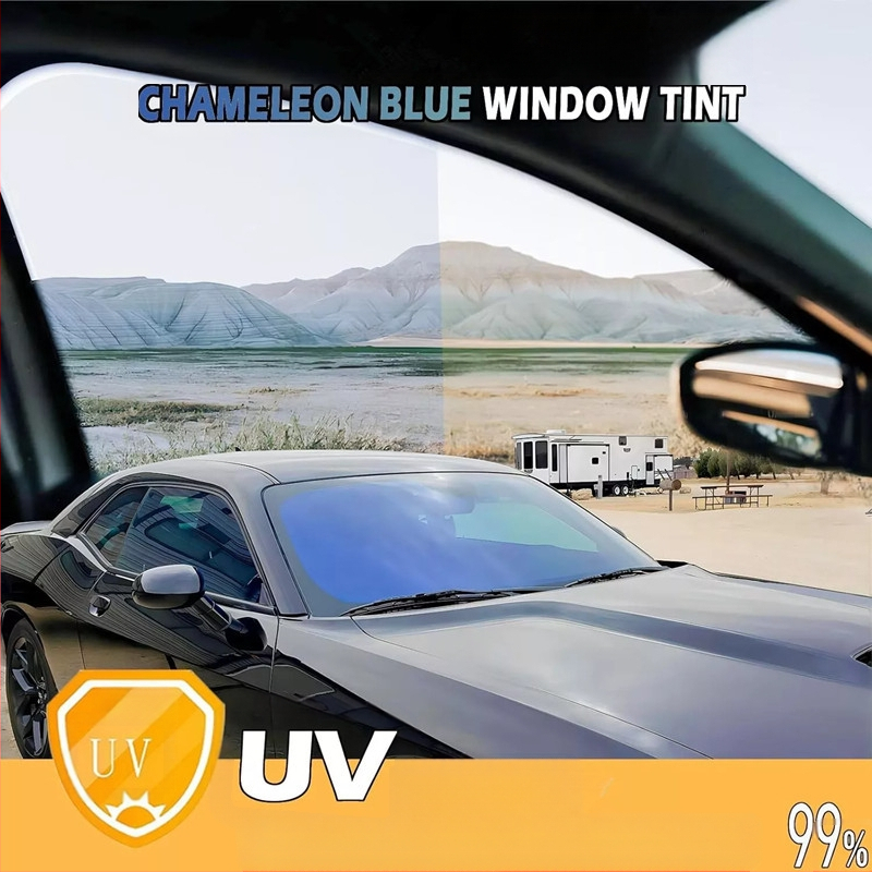 Imperiāli violeta krāsaina automašīnas stikla plēve priekšējā vējstikla saules izolācijas plēve stiklam ar augstu privātumu spoku rožu saules plēve