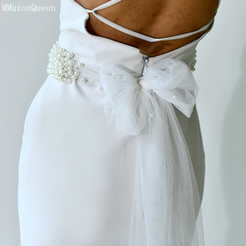 Manzhen moteriška perlų diržo madinga suknelė su dekoratyviniu nėrinių diržu, madinga suknelė su perlų juosmens grandinėle M122