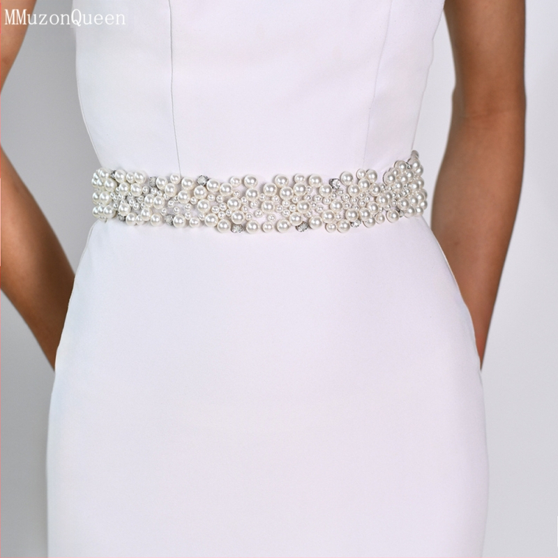 Manzhen moteriška perlų diržo madinga suknelė su dekoratyviniu nėrinių diržu, madinga suknelė su perlų juosmens grandinėle M122