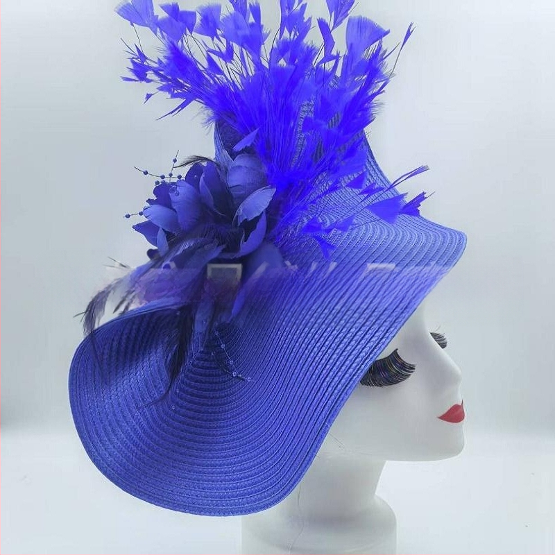 „Amazon“ karšto pardavimo europietiškos ir amerikietiškos viršutinės skrybėlės, perdėtai gėlių plunksnų šiaudų skrybėlių temperamento įžymybių žirgų lenktynių festivalio nuotakos galvos juosta