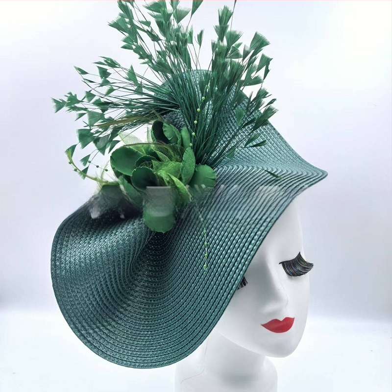 „Amazon“ karšto pardavimo europietiškos ir amerikietiškos viršutinės skrybėlės, perdėtai gėlių plunksnų šiaudų skrybėlių temperamento įžymybių žirgų lenktynių festivalio nuotakos galvos juosta