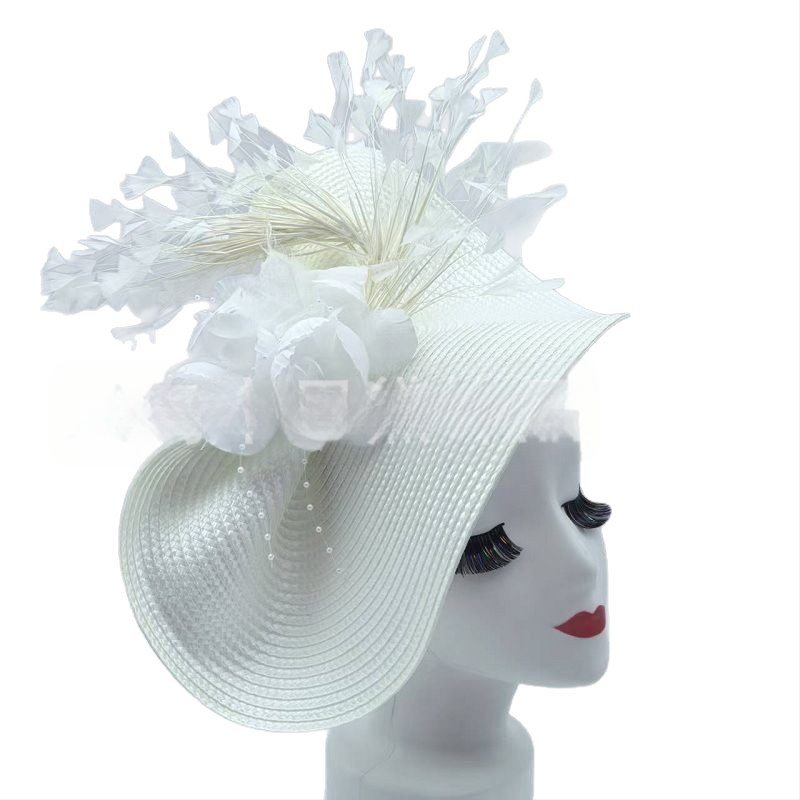 „Amazon“ karšto pardavimo europietiškos ir amerikietiškos viršutinės skrybėlės, perdėtai gėlių plunksnų šiaudų skrybėlių temperamento įžymybių žirgų lenktynių festivalio nuotakos galvos juosta