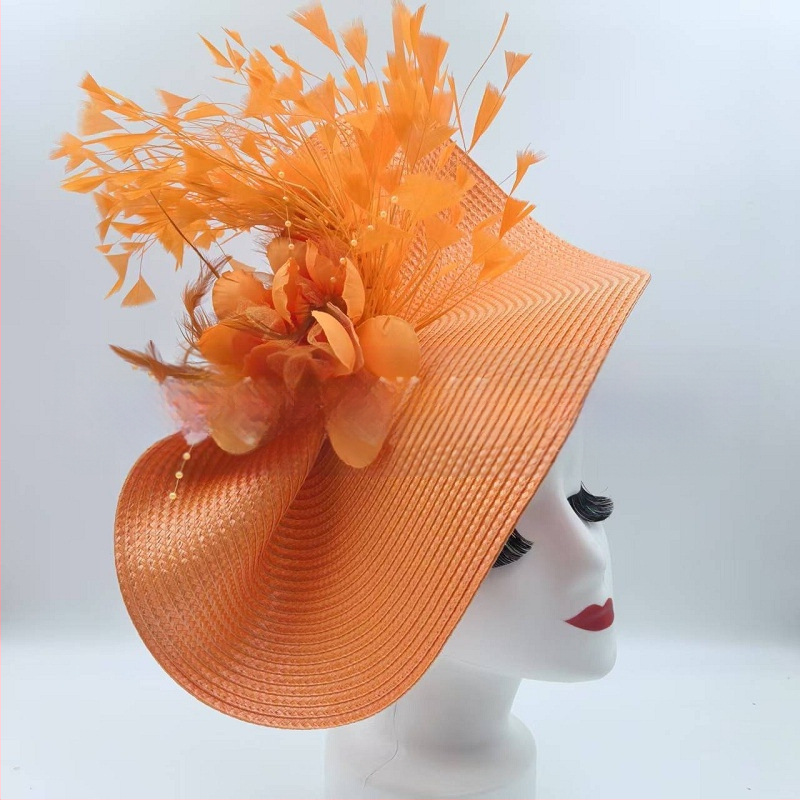 „Amazon“ karšto pardavimo europietiškos ir amerikietiškos viršutinės skrybėlės, perdėtai gėlių plunksnų šiaudų skrybėlių temperamento įžymybių žirgų lenktynių festivalio nuotakos galvos juosta