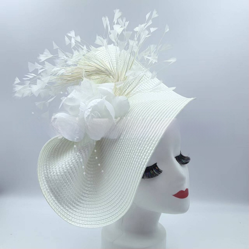 „Amazon“ karšto pardavimo europietiškos ir amerikietiškos viršutinės skrybėlės, perdėtai gėlių plunksnų šiaudų skrybėlių temperamento įžymybių žirgų lenktynių festivalio nuotakos galvos juosta