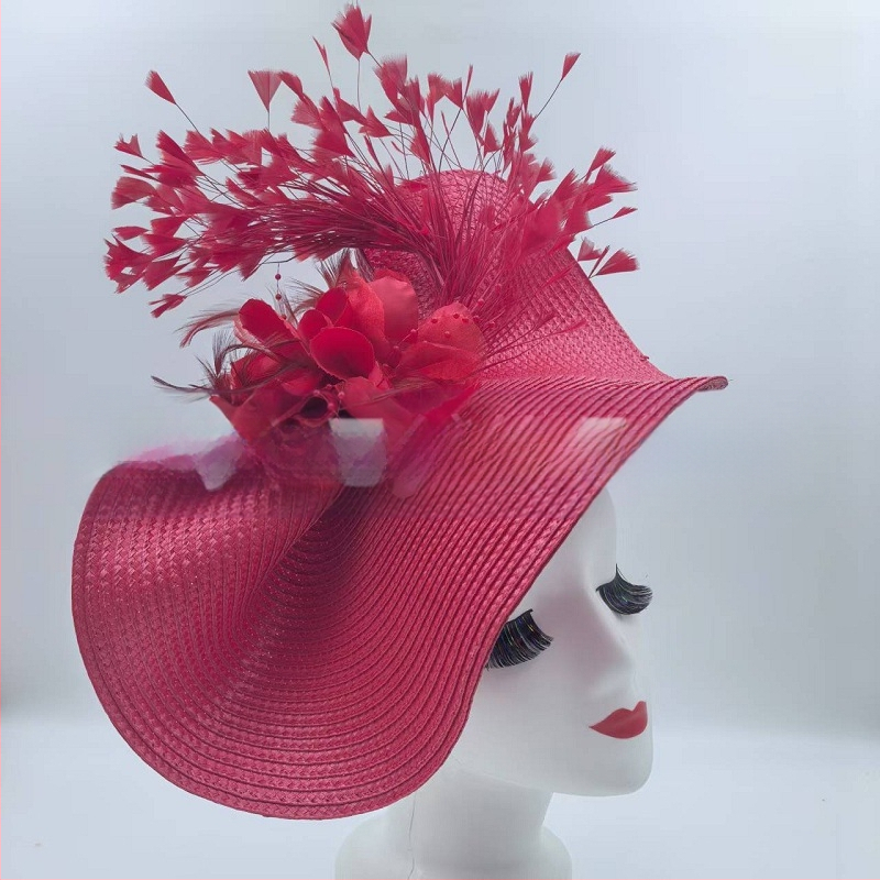 „Amazon“ karšto pardavimo europietiškos ir amerikietiškos viršutinės skrybėlės, perdėtai gėlių plunksnų šiaudų skrybėlių temperamento įžymybių žirgų lenktynių festivalio nuotakos galvos juosta