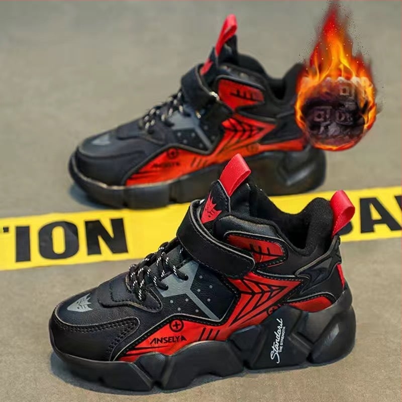 Chlapčenské topánky Zimné nové detské ľahké bežecké tenisky na suchý zips, detské teplé bavlnené topánky s flísovou podšívkou