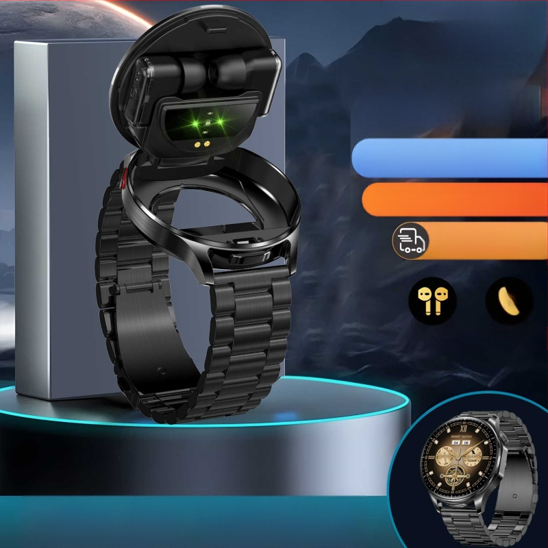 Naujos išmaniosios itin plonos, atlenkiamos, vandeniui atsparios „Bluetooth“ ausinės, laikrodis, dviejų funkcijų skambučiai, daugiafunkcė sportinė apyrankė