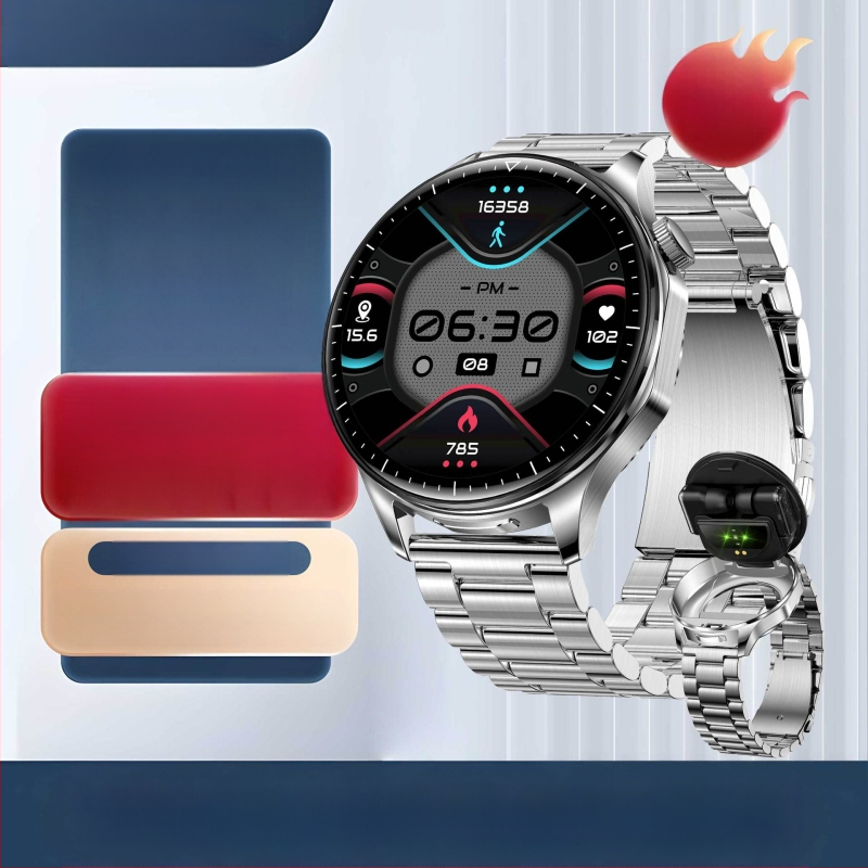 Naujos išmaniosios itin plonos, atlenkiamos, vandeniui atsparios „Bluetooth“ ausinės, laikrodis, dviejų funkcijų skambučiai, daugiafunkcė sportinė apyrankė