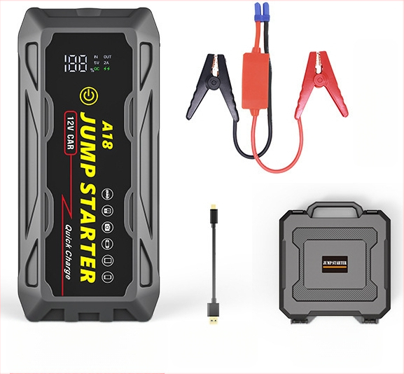 Nešiojamas daugiafunkcis vandeniui atsparus 12 V automobilio avarinio užvedimo maitinimo šaltinis, 66 W greito įkrovimo akumuliatorius