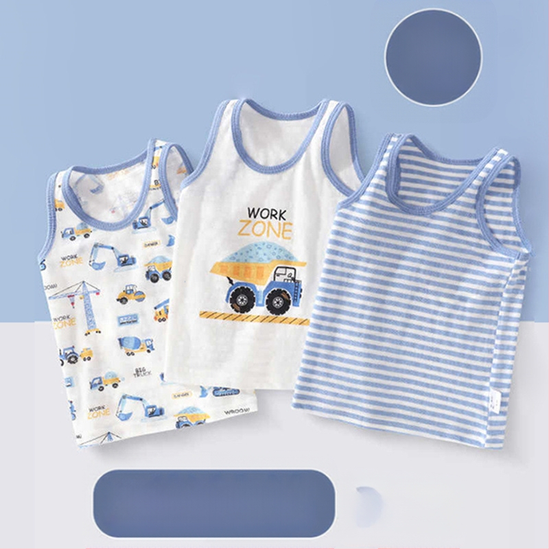 Ljetna pamučna pidžama za dječake bez rukava, tanka unutarnja majica s remenom za trbuh, za bebe i male dječake