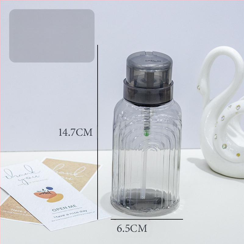 Japoniškas didelio pralaidumo nagų preso buteliukas skysto alkoholio buteliukas 200 ml nagų permatomas preso buteliukas su užraktu tuščias buteliukas