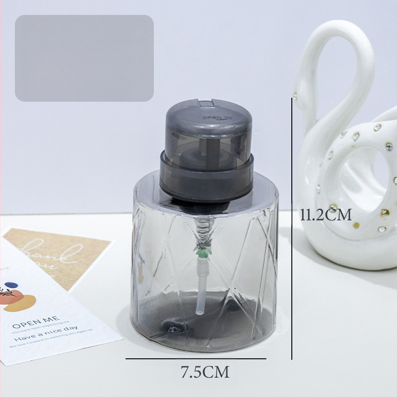 Japoniškas didelio pralaidumo nagų preso buteliukas skysto alkoholio buteliukas 200 ml nagų permatomas preso buteliukas su užraktu tuščias buteliukas