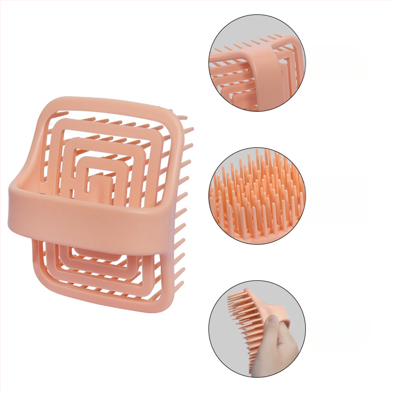 Tuščiaviduris besisukantis šampūno šepetys masažinėms šukoms su minkštais šereliais masažui ir plovimui šampūnu, dvigubo naudojimo sausiems ir šlapiems plaukams, lygios plaukų šukos, nepažeidžiančios plaukų