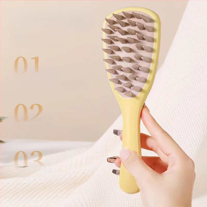 Pika käepidemega silikoonkamm majapidamispeanahale Meridian massaaži pika käepidemega šampoon puhastav ja sügelust leevendav massaažikamm šampoon