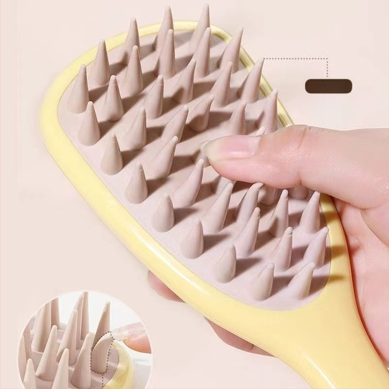 Pika käepidemega silikoonkamm majapidamispeanahale Meridian massaaži pika käepidemega šampoon puhastav ja sügelust leevendav massaažikamm šampoon