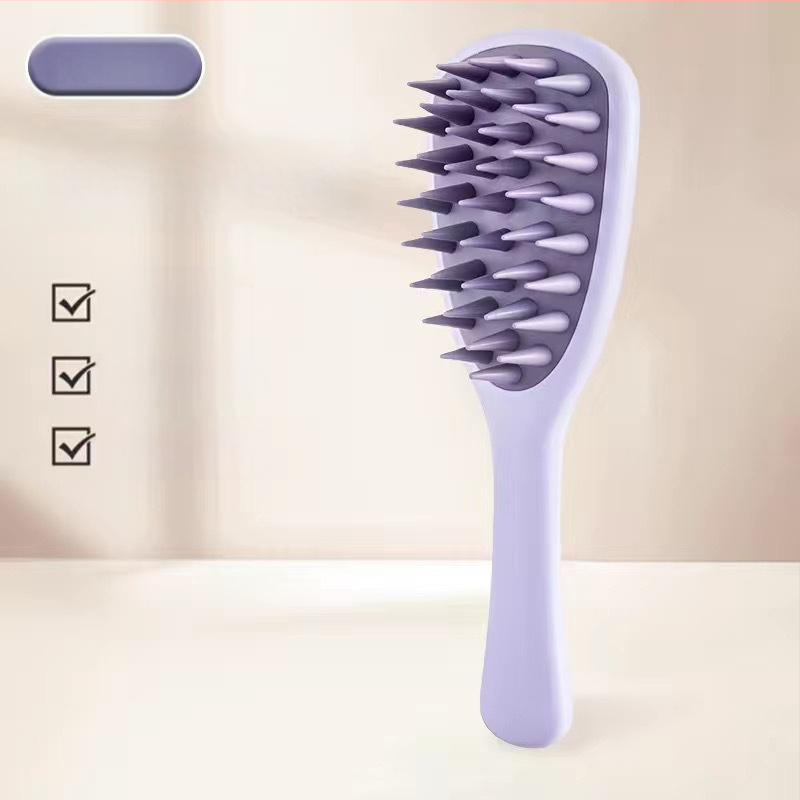 Pika käepidemega silikoonkamm majapidamispeanahale Meridian massaaži pika käepidemega šampoon puhastav ja sügelust leevendav massaažikamm šampoon