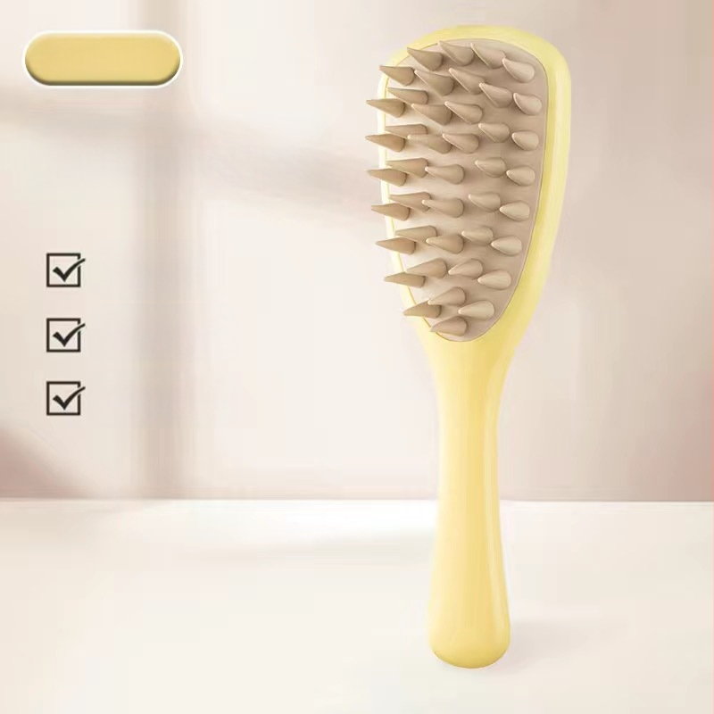 Pika käepidemega silikoonkamm majapidamispeanahale Meridian massaaži pika käepidemega šampoon puhastav ja sügelust leevendav massaažikamm šampoon