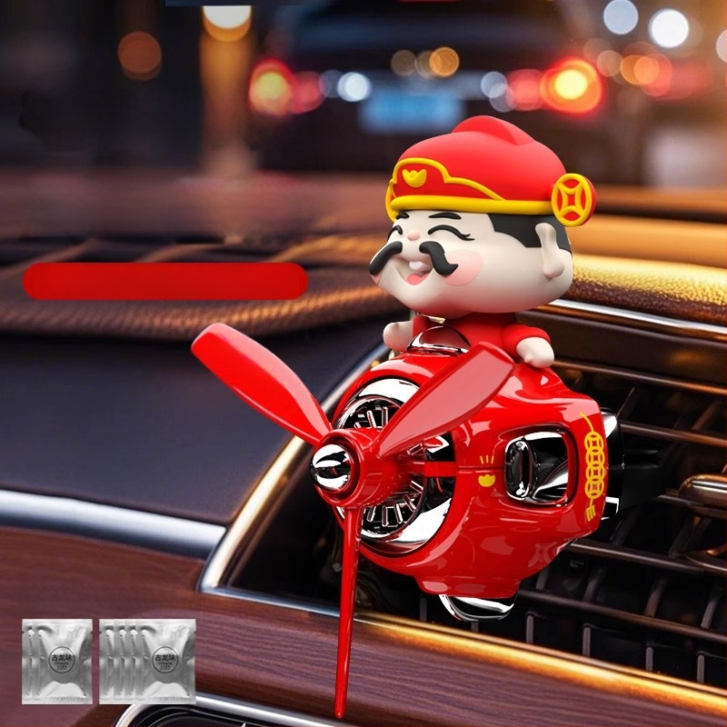 Bagātības Dieva automašīnas gaisa atsvaidzinātāja automašīnas smaržu klipsis Bobblehead lelles gaisa atvere mazs ventilators dekoratīvs smaržu rotājums