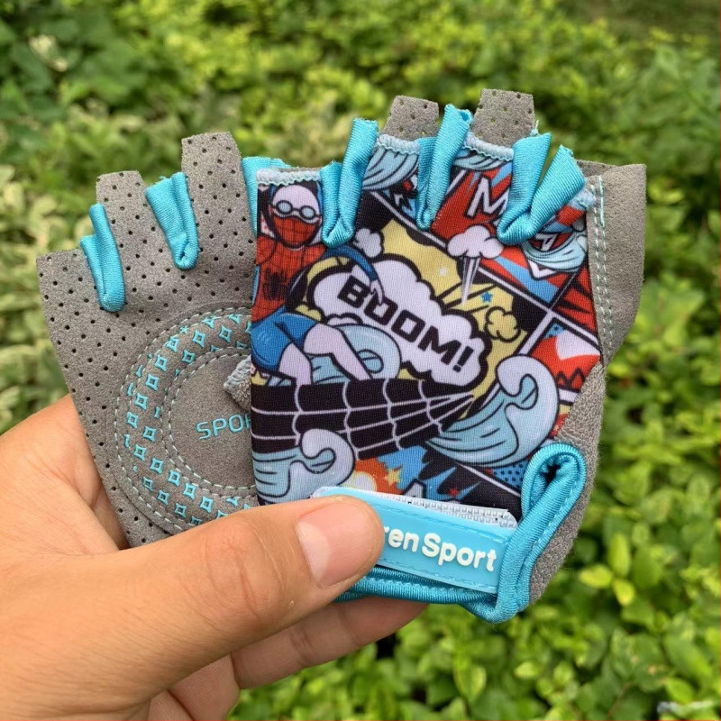 Suvised laste ratsutamiskindad jääsiidist päikesekaitsekreem poole sõrmega õhukesed meeste ja naiste välistingimustes sportimiseks rulluisutamiseks libisemisvastased lööke neelavad sõrmevabad kindad