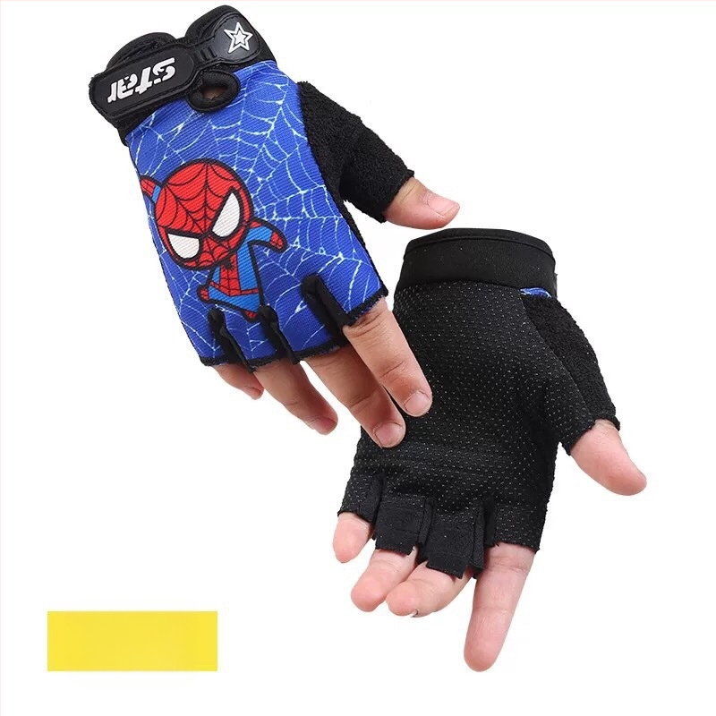 Suvised laste ratsutamiskindad jääsiidist päikesekaitsekreem poole sõrmega õhukesed meeste ja naiste välistingimustes sportimiseks rulluisutamiseks libisemisvastased lööke neelavad sõrmevabad kindad