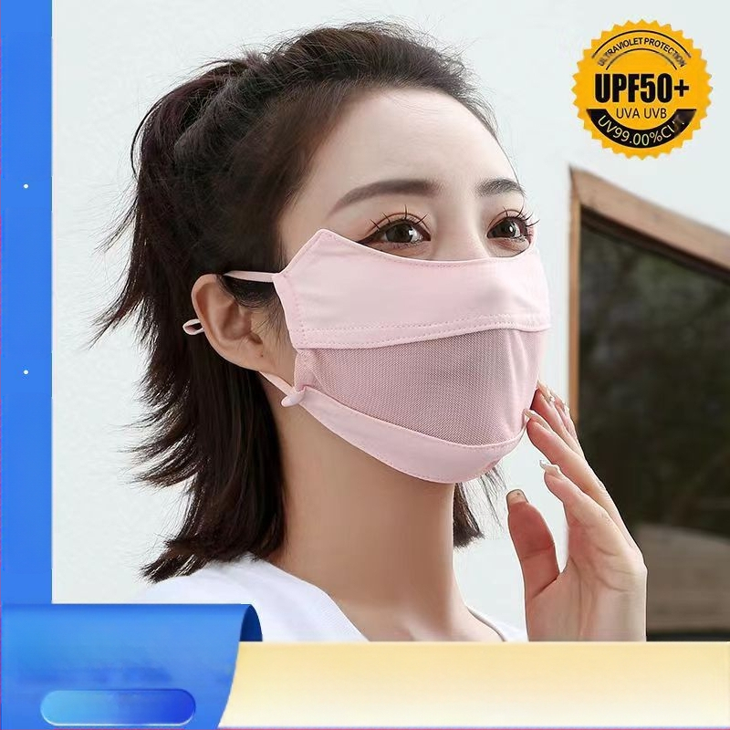 Jääsiidist päikesekaitsekreemmask naistele, suvine UV-kindel tüll hingav mask, täisnäo kaitsmiseks mõeldud nailonmask