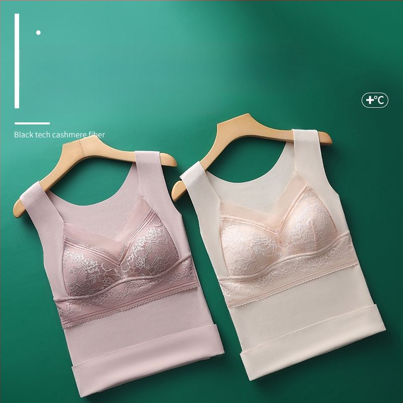 Uus pitsist sametist termovest naistele rinnapadjaga ühes tükis pluss sametist polsterdatud õmblusteta alläärega termopesu naistele