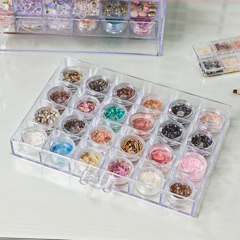 Küünekunsti ehtekarpi saab panna fototeraapia masina küünelakigeeli tööriista hoiukarbi akrüülist läbipaistva sahtli tüüpi ehtekarpi