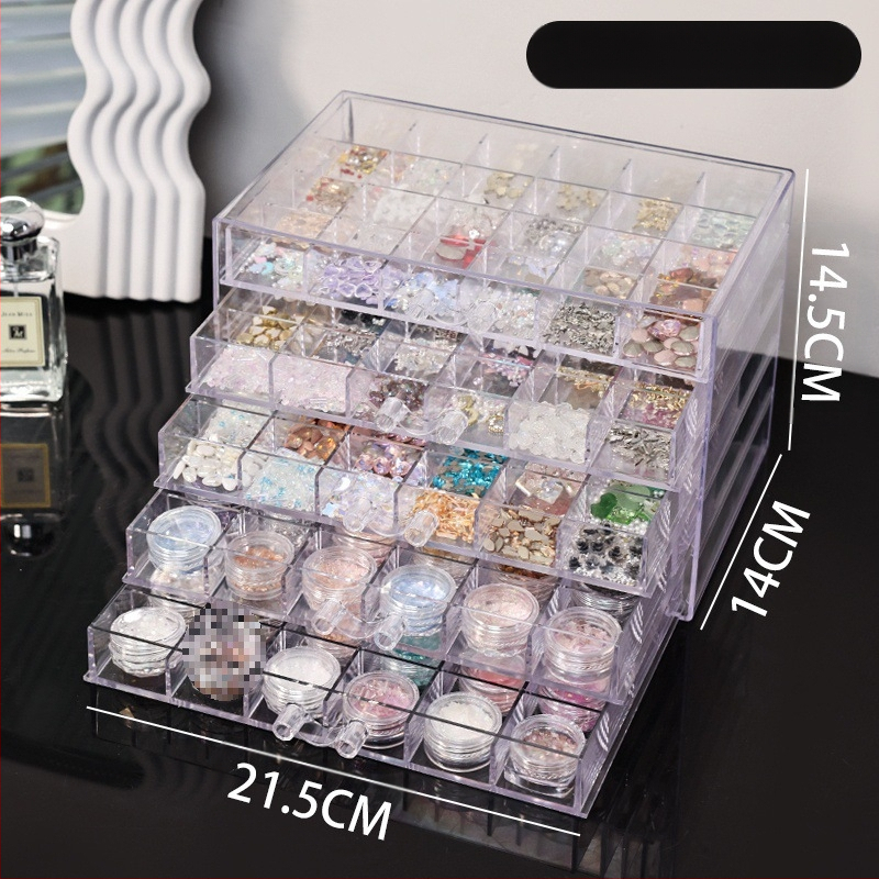 Küünekunsti ehtekarpi saab panna fototeraapia masina küünelakigeeli tööriista hoiukarbi akrüülist läbipaistva sahtli tüüpi ehtekarpi