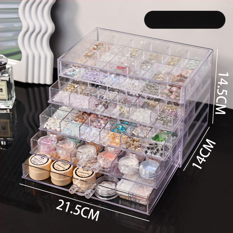 Küünekunsti ehtekarpi saab panna fototeraapia masina küünelakigeeli tööriista hoiukarbi akrüülist läbipaistva sahtli tüüpi ehtekarpi