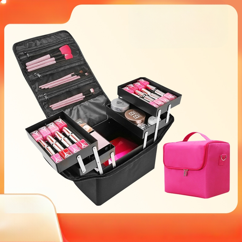 Kaasaskantav suure mahutavusega väike riidest kott tikkimisriistade kast küünekunsti ilusalongi meigi poolpüsiv hoiustuskosmeetikakott