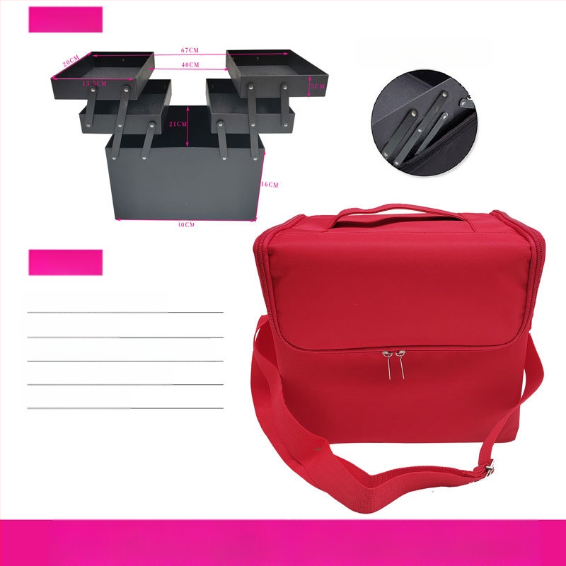 Kaasaskantav suure mahutavusega väike riidest kott tikkimisriistade kast küünekunsti ilusalongi meigi poolpüsiv hoiustuskosmeetikakott