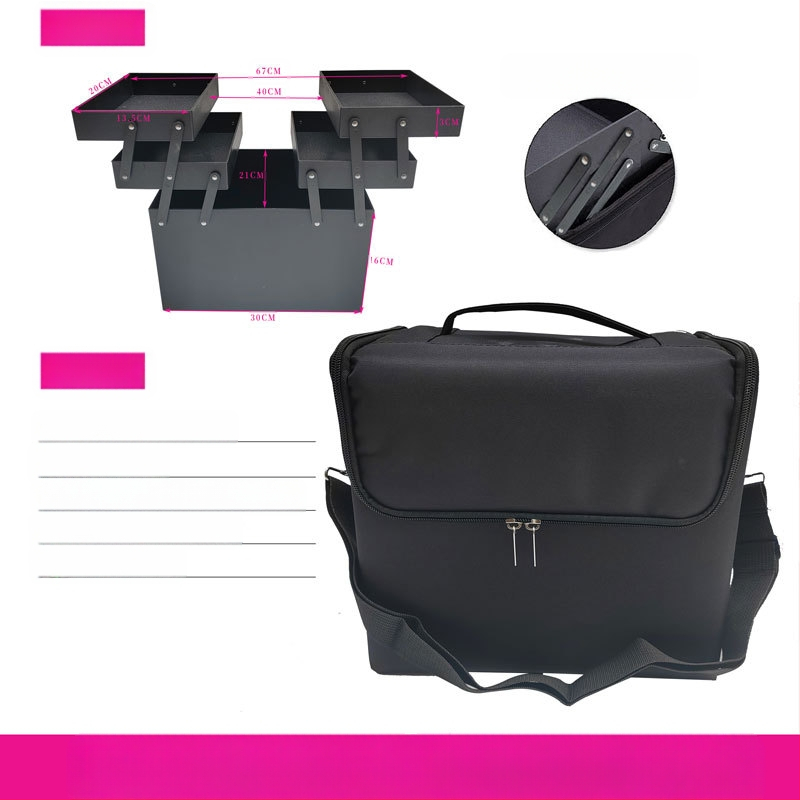 Kaasaskantav suure mahutavusega väike riidest kott tikkimisriistade kast küünekunsti ilusalongi meigi poolpüsiv hoiustuskosmeetikakott