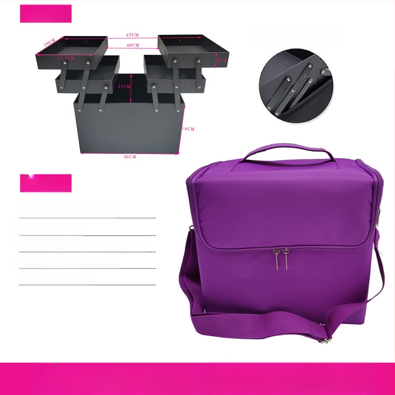 Kaasaskantav suure mahutavusega väike riidest kott tikkimisriistade kast küünekunsti ilusalongi meigi poolpüsiv hoiustuskosmeetikakott