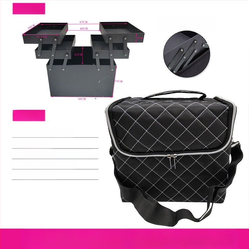 Kaasaskantav suure mahutavusega väike riidest kott tikkimisriistade kast küünekunsti ilusalongi meigi poolpüsiv hoiustuskosmeetikakott