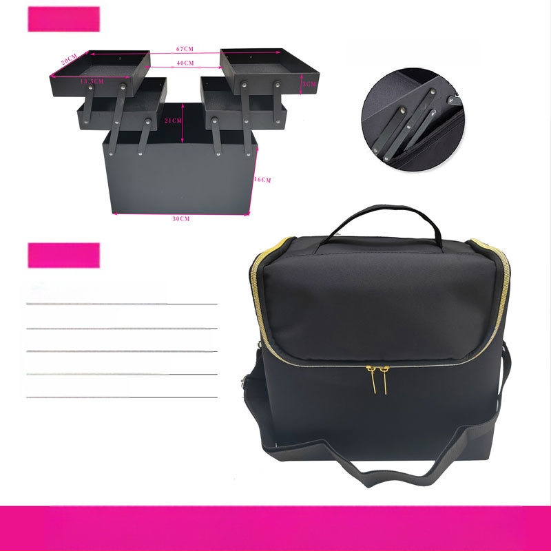Kaasaskantav suure mahutavusega väike riidest kott tikkimisriistade kast küünekunsti ilusalongi meigi poolpüsiv hoiustuskosmeetikakott
