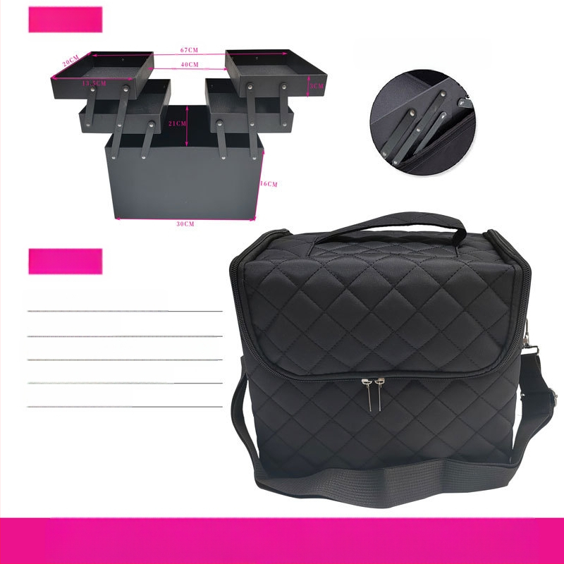 Kaasaskantav suure mahutavusega väike riidest kott tikkimisriistade kast küünekunsti ilusalongi meigi poolpüsiv hoiustuskosmeetikakott